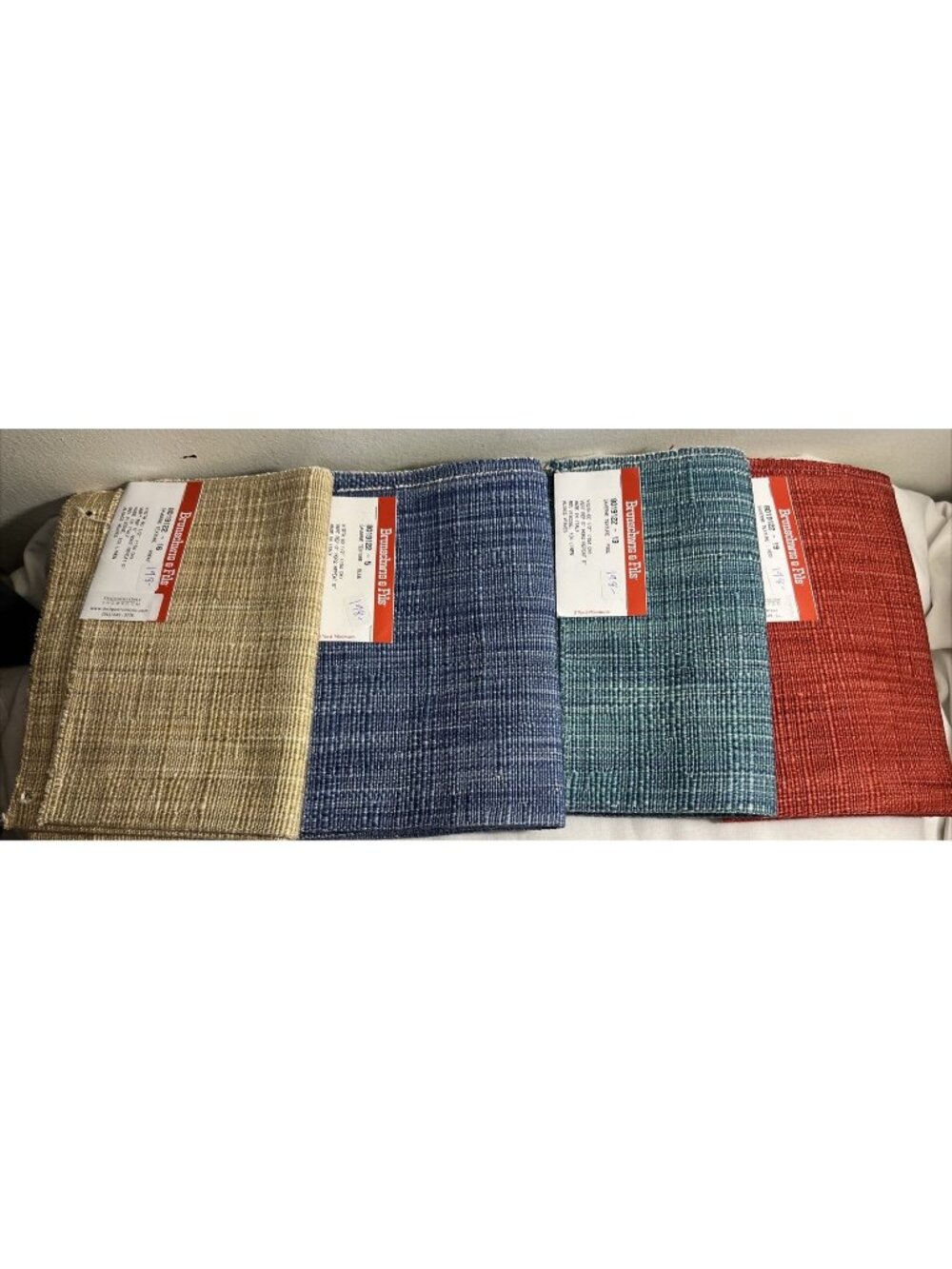 Lot of 4 Brunschwig & Fils Saverne Texture Upholstery Remnant Fabric